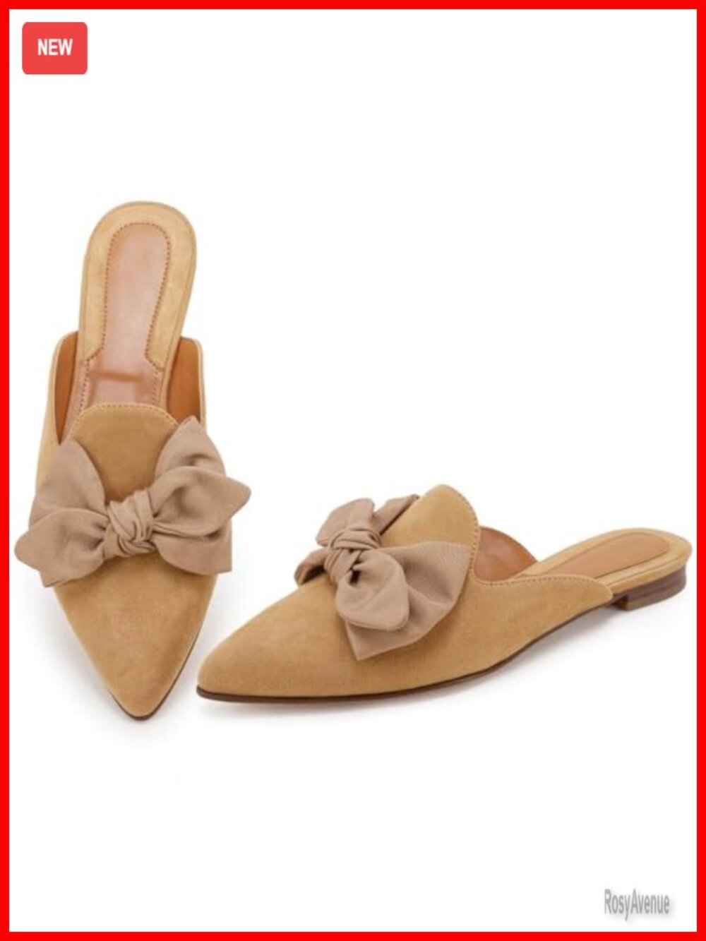 Faux Suede Pointed Toe Mules Slip On Comfortable Women's Loafers Platform